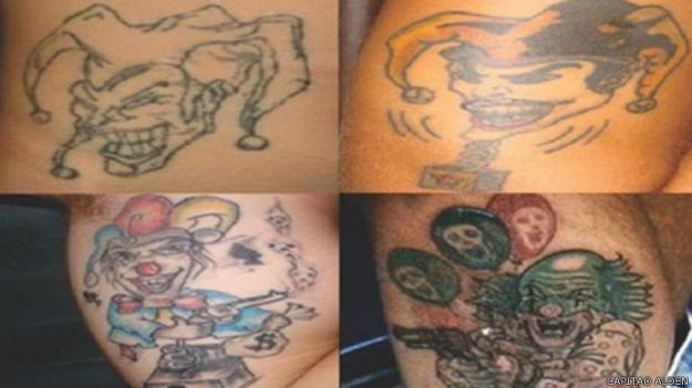 Mais conhecidas, tatuagens de palhaços costumam ser associadas a roubo e morte de policiais